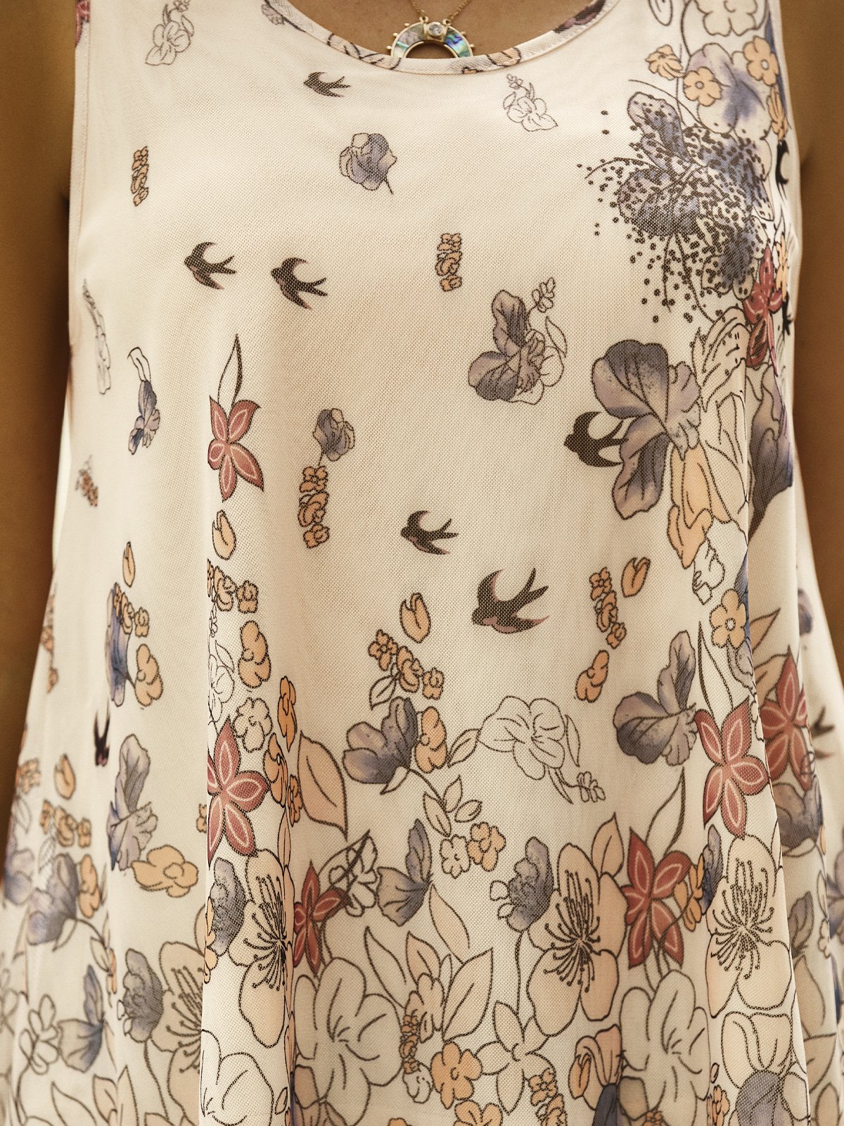Floral-print Sleeveless Casual Shirt & Top