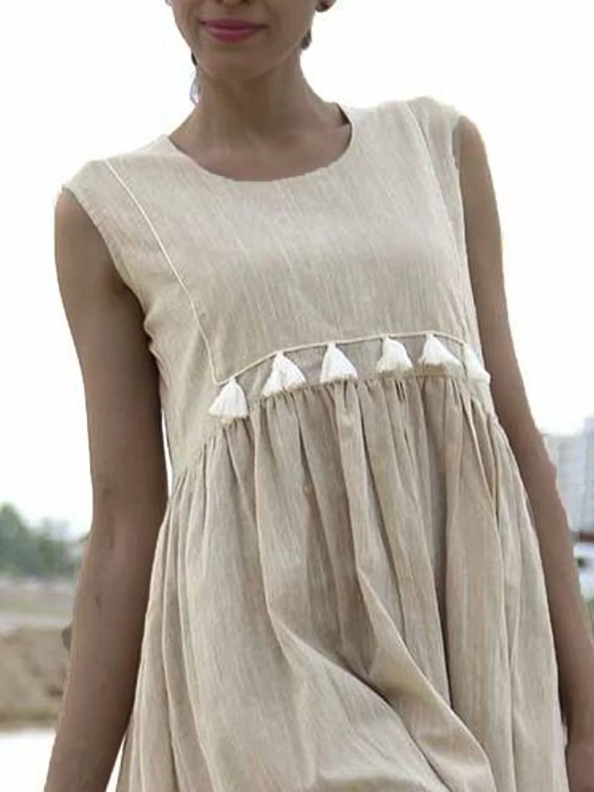 Gray Casual Plain Weaving Dress