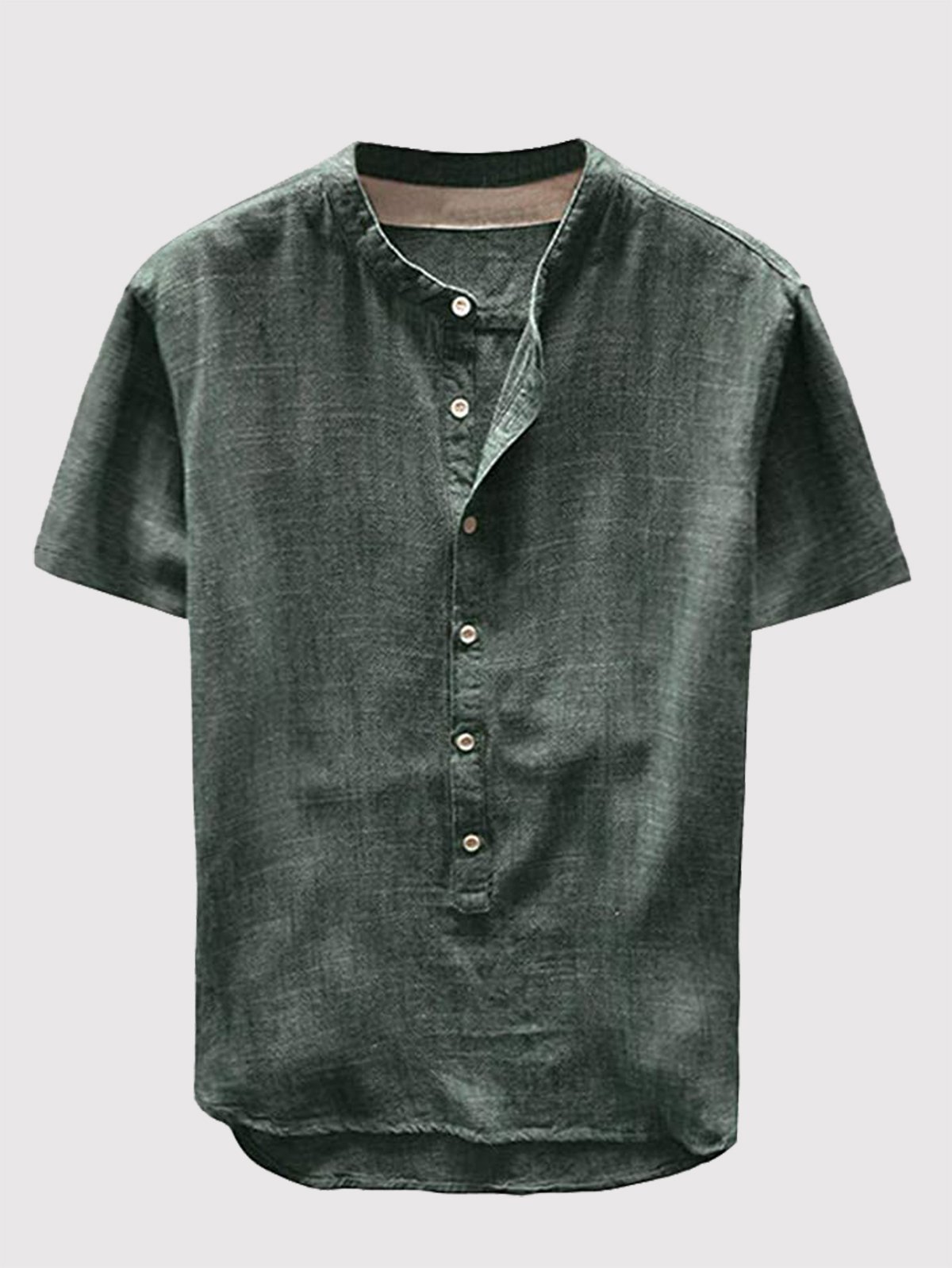 Short Sleeve Buttoned Casual Cotton Men-Shirts