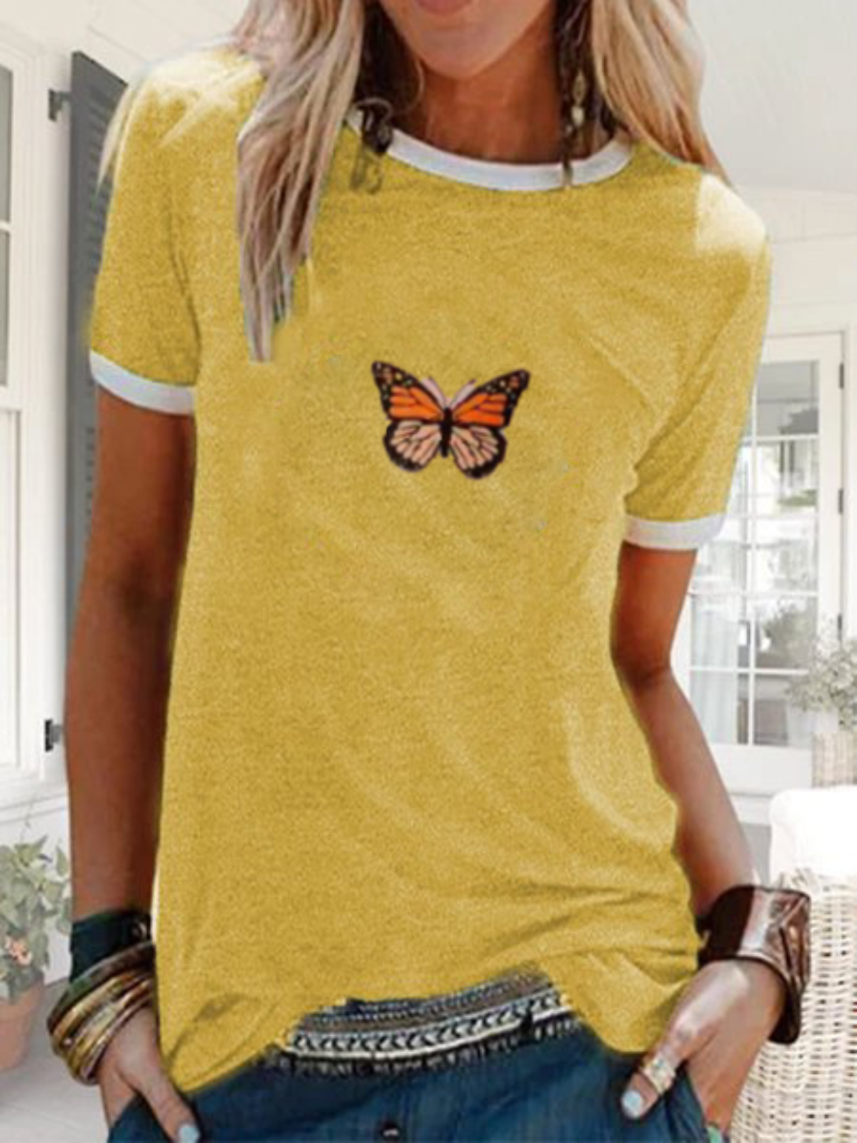 Printed Casual Cotton-Blend Crew Neck T-shirt