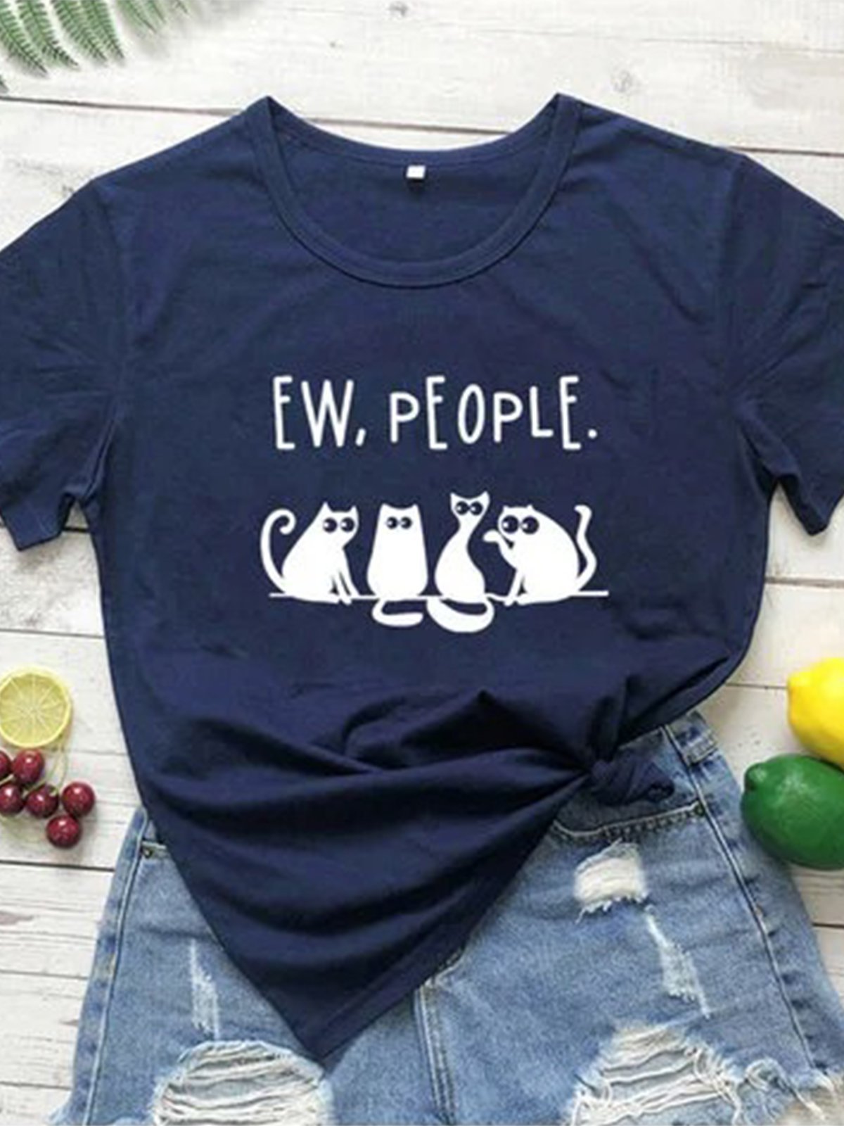 Cotton-Blend Vintage Crew Neck T-shirt