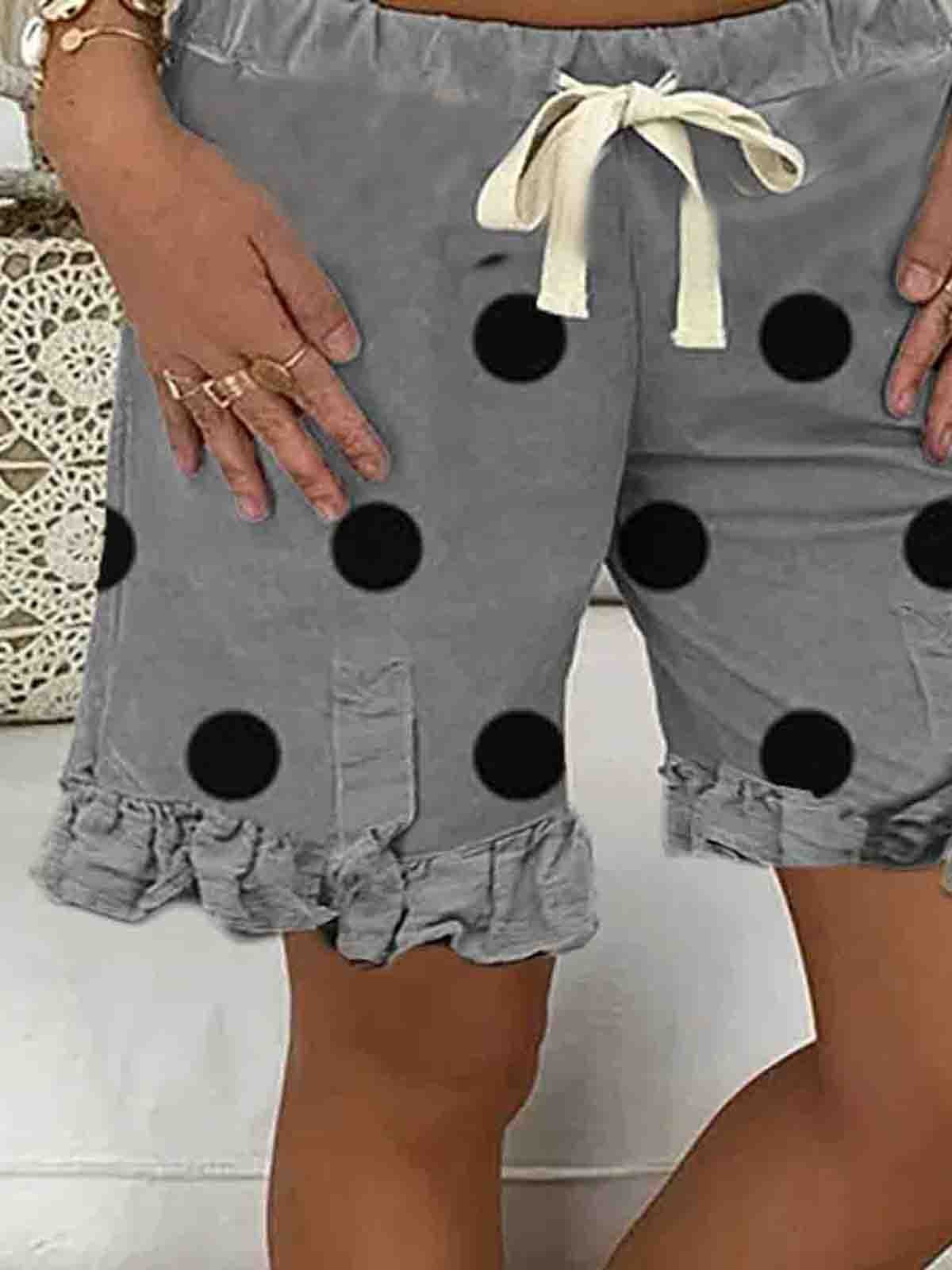 Cotton Polka Dots Casual Shorts