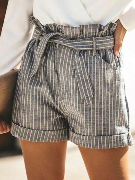 Striped Loose Cotton-Blend Shorts