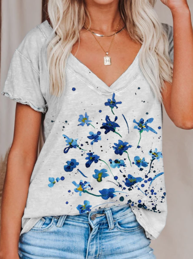 Casual V Neck T-shirt