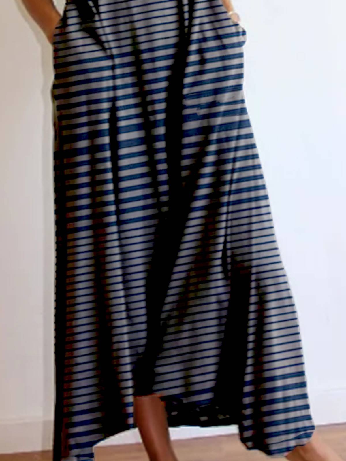 Loose Striped Casual Cotton Maxi