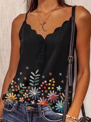 Casual Floral Spaghetti Tank & Cami