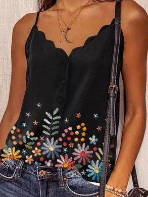 Casual Floral Spaghetti Tank & Cami
