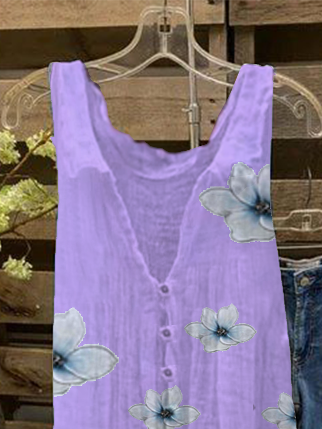 Casual Cotton Shawl Collar Tanks & Camis