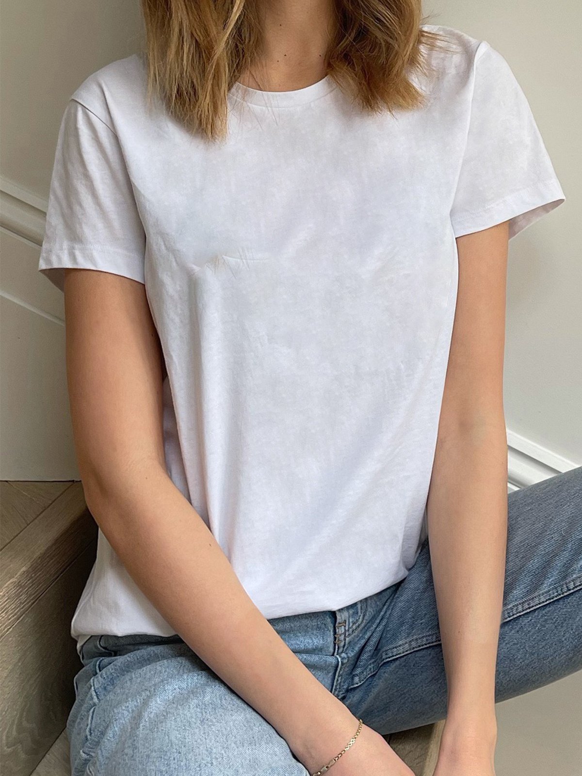 Solid Crew Neck Loose T-shirt