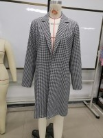 White-black Casual Houndstooth Lapel Blazer