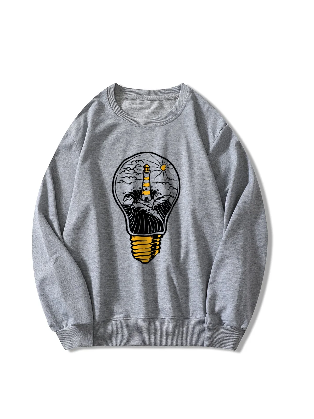 Round Neck Sporty Cotton Blends Sweatshirt