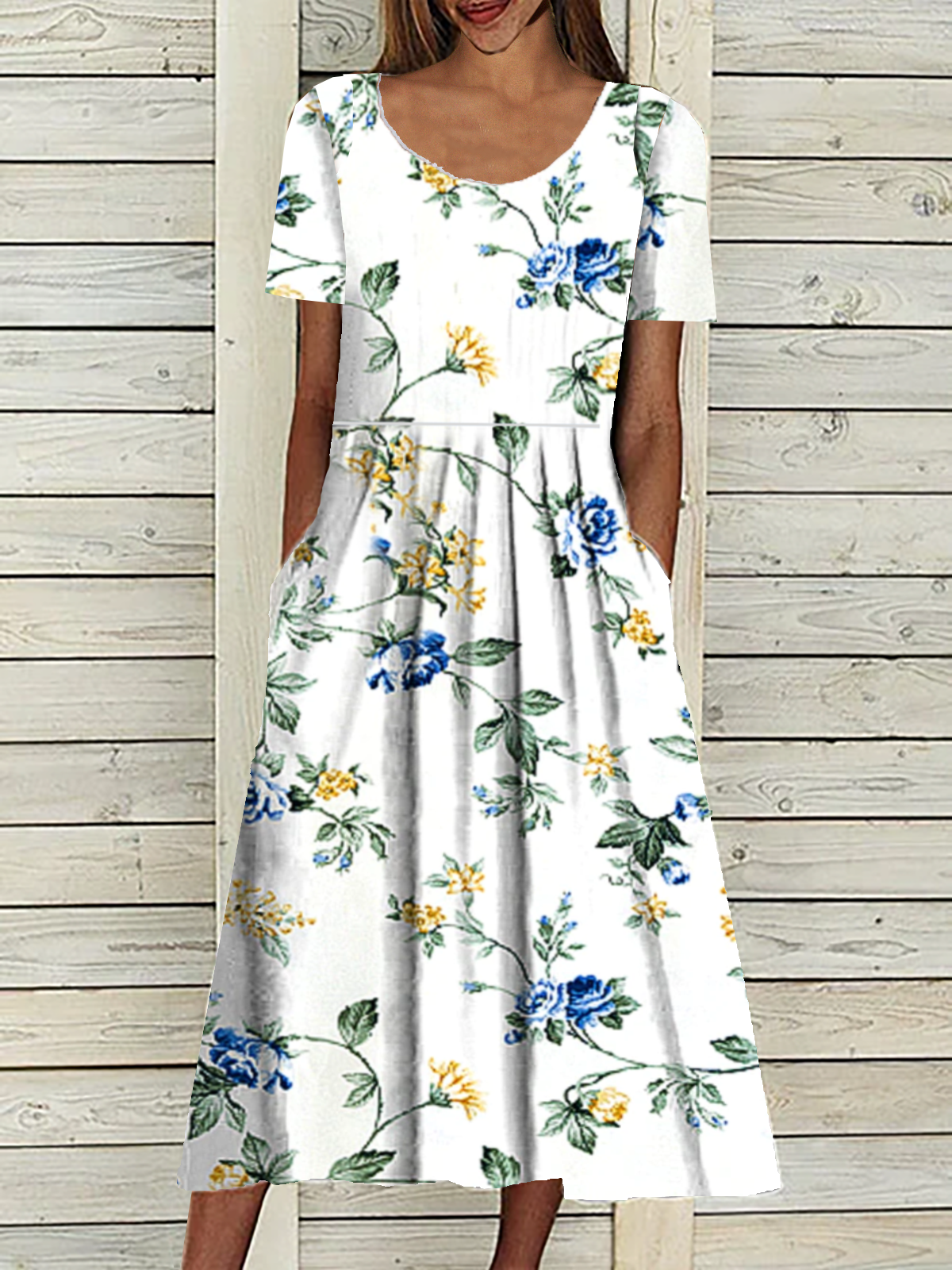 Pockets Casual Floral Midi