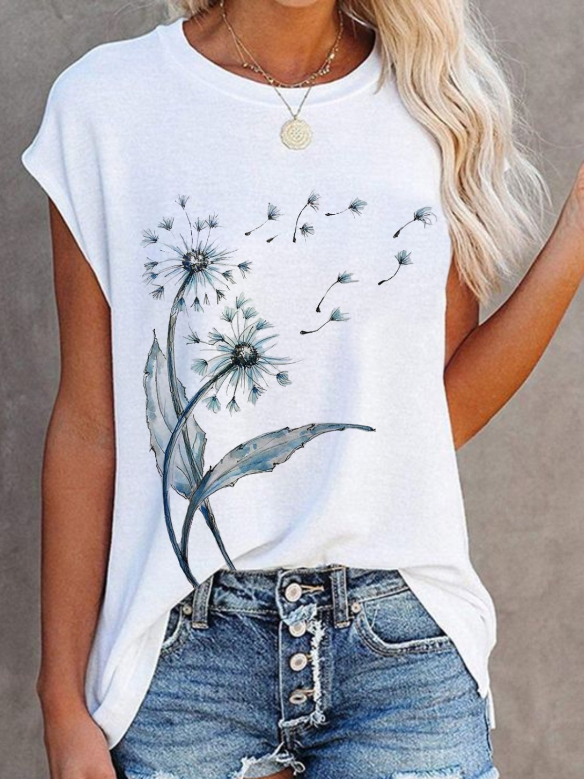 Loosen Dandelion Round Neck T-Shirts