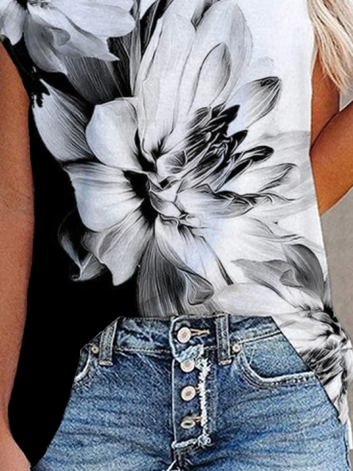 Loosen Casual Floral T-Shirts
