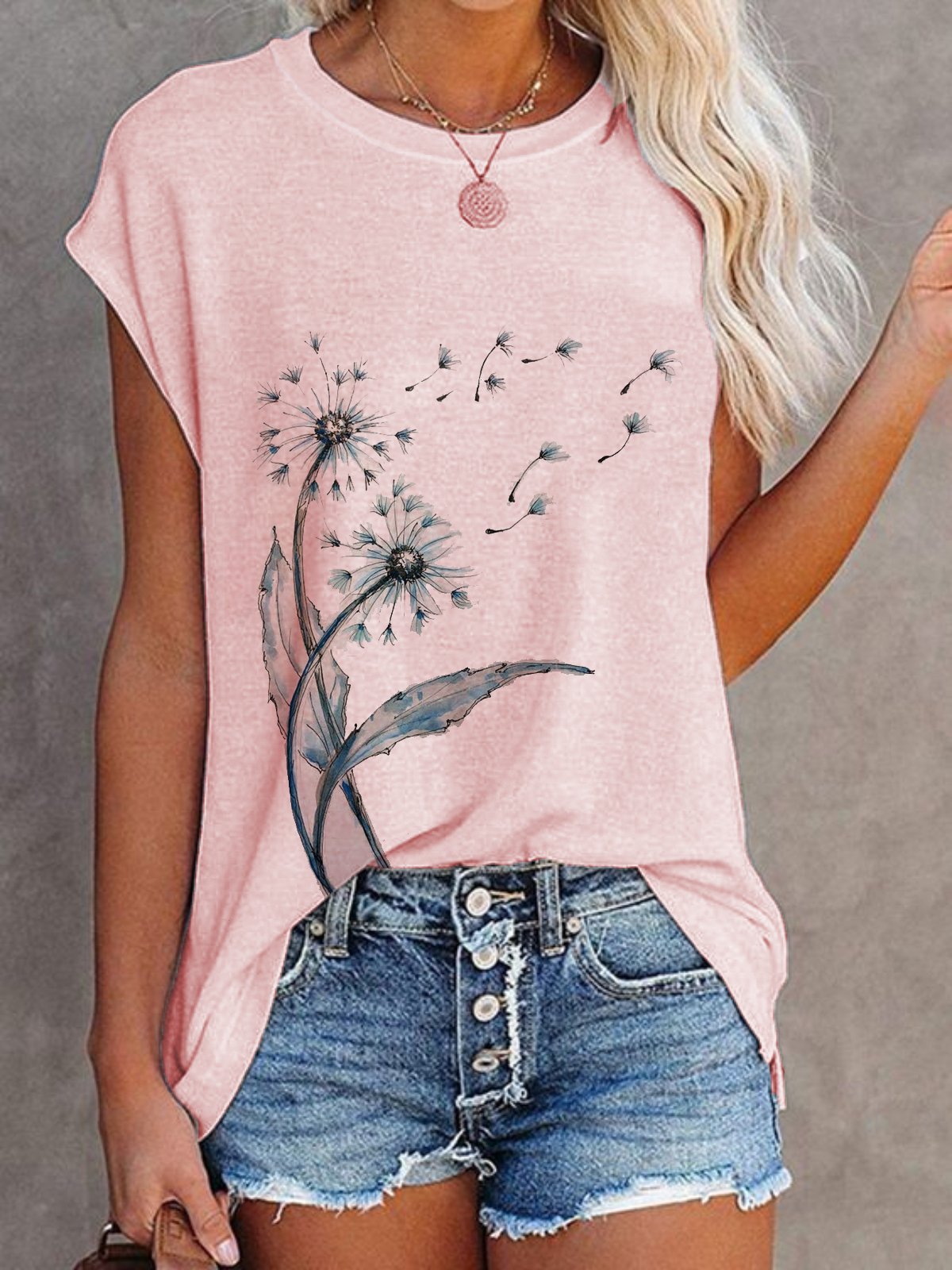 Loosen Dandelion Round Neck T-Shirts