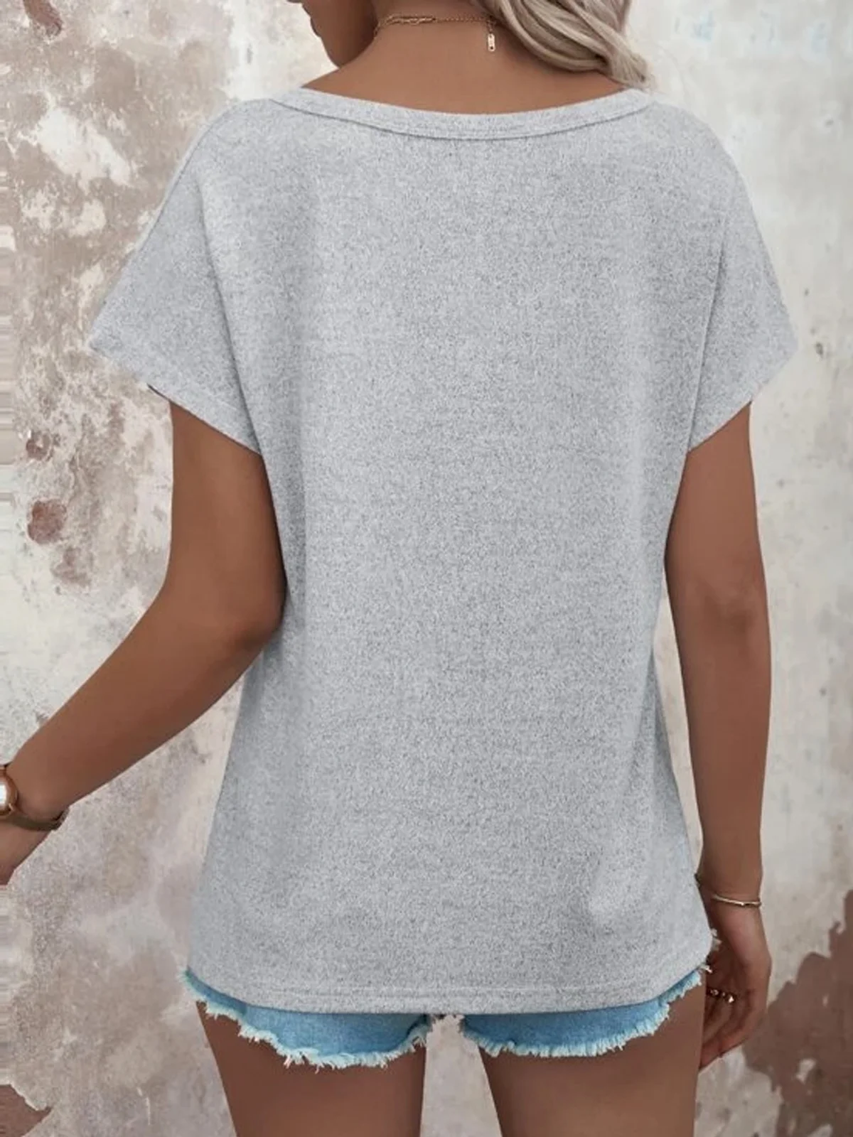 Casual Plain Notched Shirt