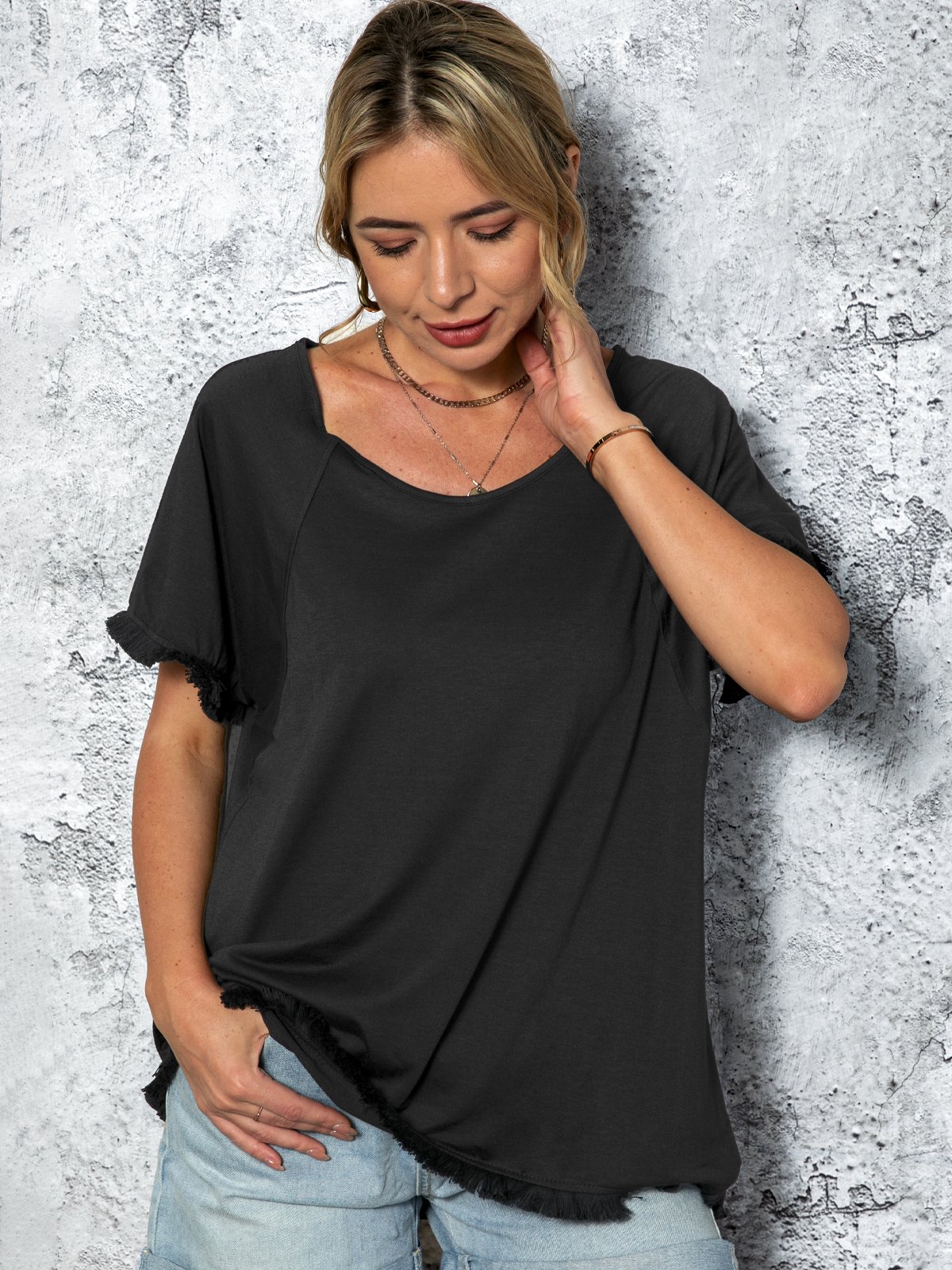 Round Neck Regular Fit Casual Blouses