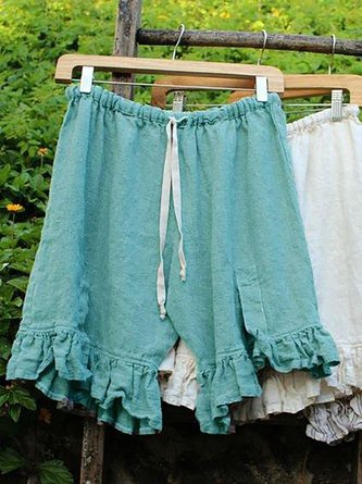 Solid Linen Linen Shorts With Belt