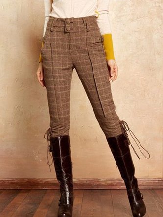 Vintage Wool-Mix Fabric Slim Fit Pants