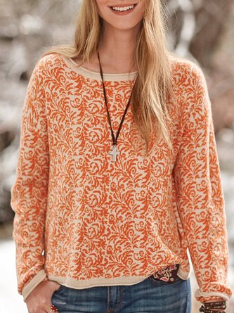 Round Neck Printed Casual Blouses