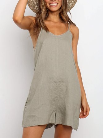 Cotton-Blend Spaghetti Jumpsuits&rompers