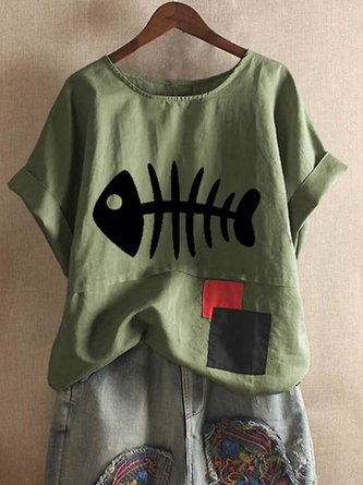 Casual Loose Crew Neck Blouses