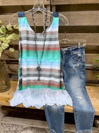 Ombre Casual Jersey Tanks & Camis
