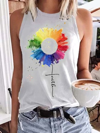 Ombre Casual Round Neck Tank & Cami