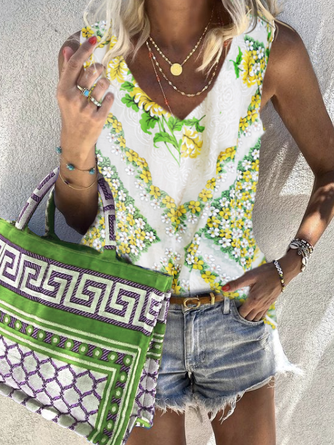 Vacation Cold Shoulder Cotton Loose Tank & Cami
