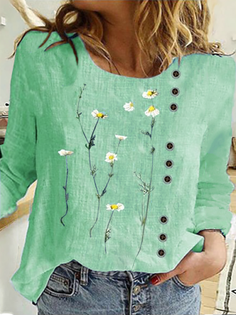 Floral Vacation Crew Neck Loose Top