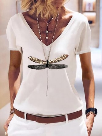 Animal Cotton-Blend Loose Casual T-shirt