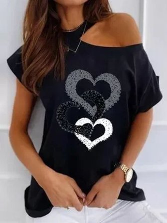 Cold Shoulder Casual Loose Jersey T-shirt