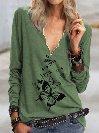 Cotton-Blend Casual Loose Butterfly Auto-Clearance
