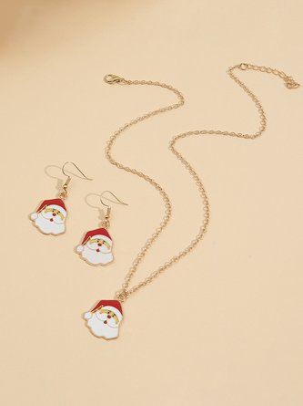 Christmas Santa Earrings Necklace
