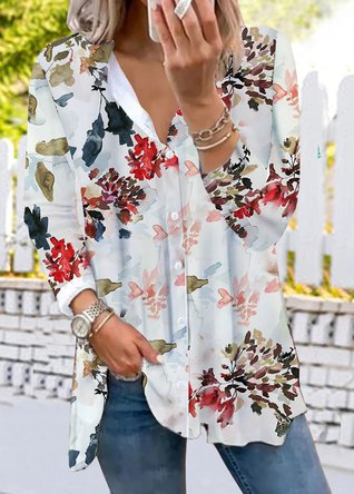 Casual Floral Loose Blouses