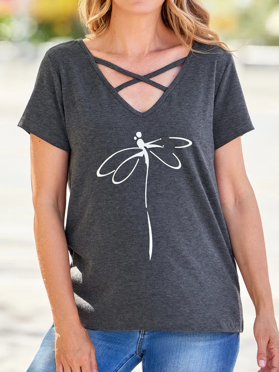 Dragonfly Casual Short Sleeve T-Shirt