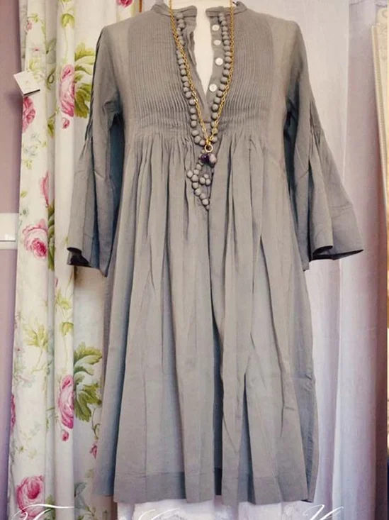 Vintage V Neck Casual Weaving Dress