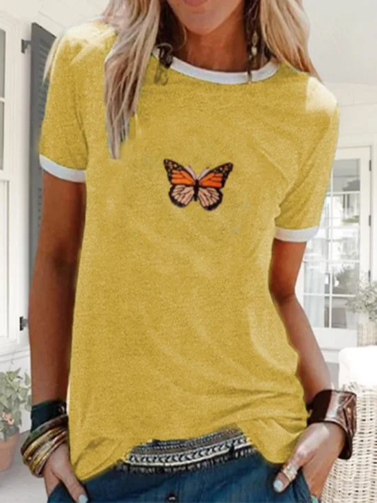 Printed Casual Cotton-Blend Crew Neck T-shirt