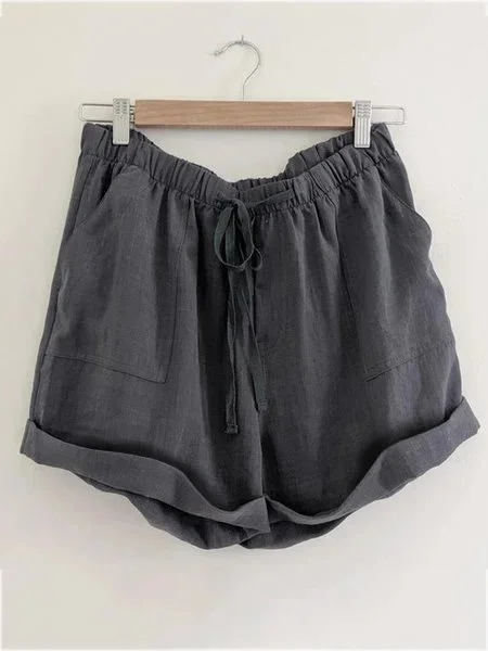 Solid Casual Pockets Shorts