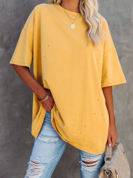 Round Neck Cotton Blends T-shirt