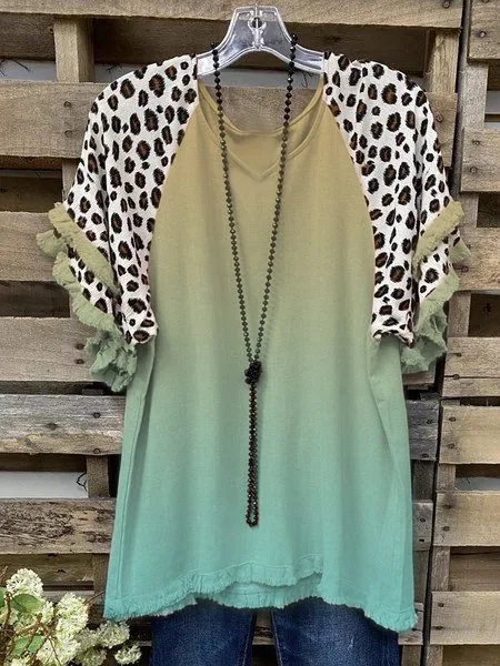 Loose Cotton-Blend Casual Leopard Auto-Clearance