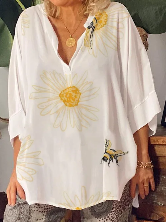 Vacation Cotton Blends Half Sleeve Top