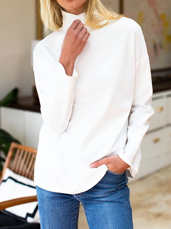 Plain Casual Cotton Tops