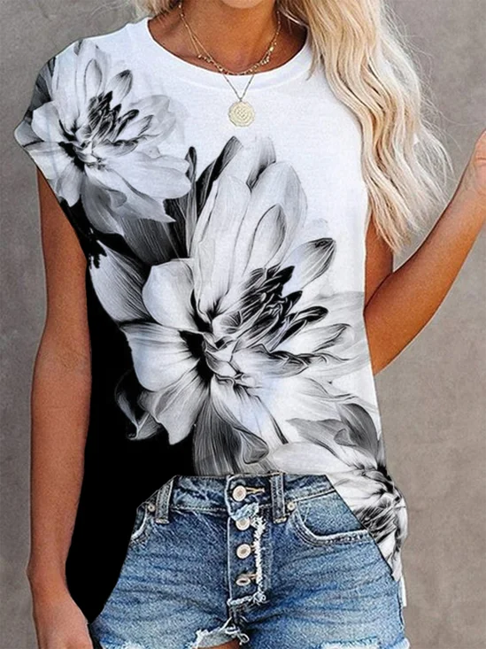 Loosen Casual Floral T-Shirts