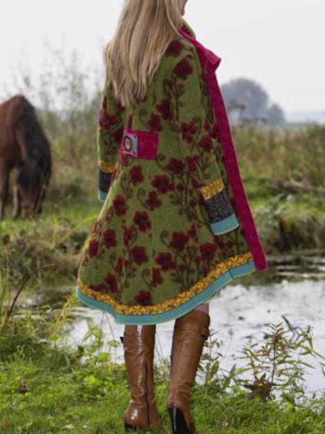 Cotton Blends Casual Coats