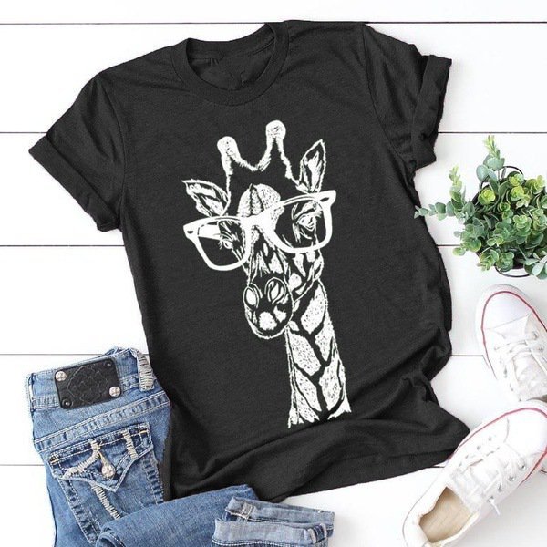 Modal Animal Crew Neck Casual T-shirt