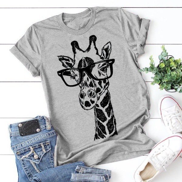 Modal Animal Crew Neck Casual T-shirt