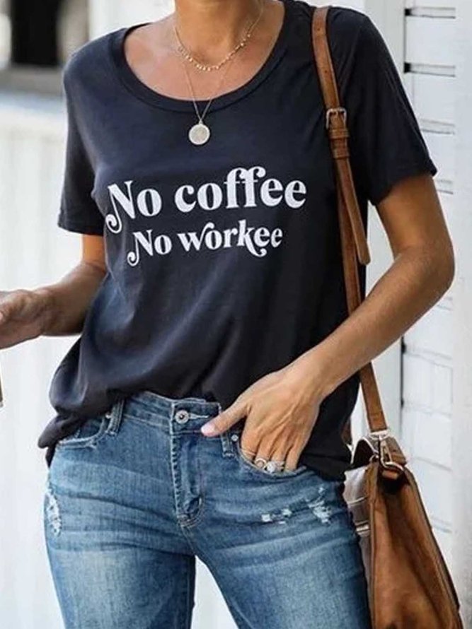 Printed Cotton-Blend Crew Neck Casual T-shirt