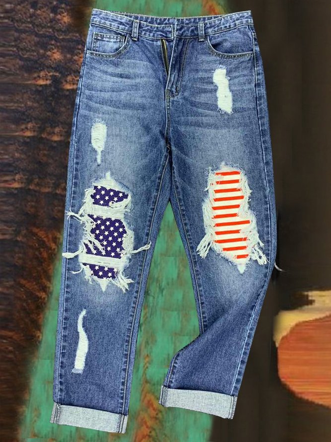 Vintage Ripped Graphic Denim&jeans