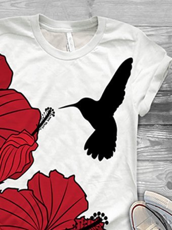Cotton-Blend Loose Printed Casual T-shirt